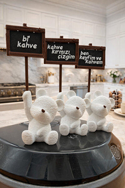 OVERMAX Sevimli Oturan Dekoratif 3’lü Ayıcık Kahve Köşesi Seti – Modern Minim...