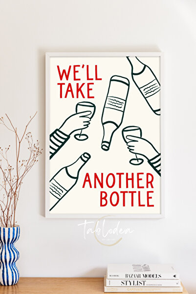 tablodea Decor de bucătărie în stil Pinterest TD, cu o sticlă de vin și o ilu...