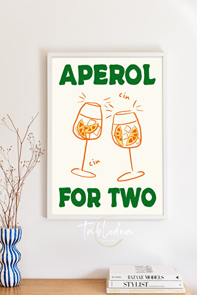 tablodea TD Aperol Pentru Două, Ilustrație cu pahare duble, Tablou înrămat pe...