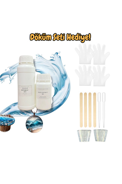 epoksi kalıp cank Kristal Berrak Epoksi Reçine Başlangıç Seti 750 gr Sararmay...