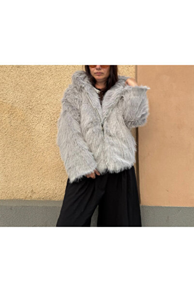 FeteRL Artificial Fur Coat with Hood