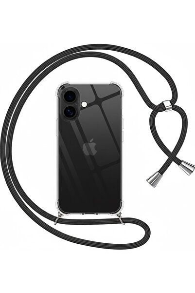 TEKNOMODA iPhone 16 PLUS Kılıf Boyun Omuz Askılı iPli Anti Şok Korumalı Şeffa...