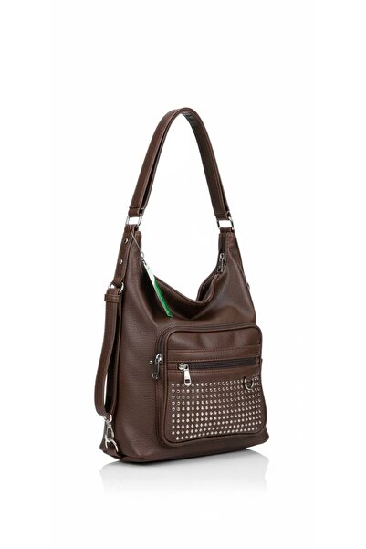 Çanta Trend Soft Texture Leather-Look Staple Detailed Brown Shoulder Bag |   ...