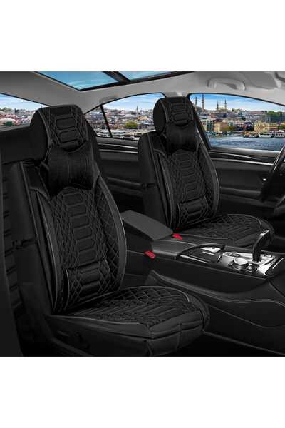 ASYASHOP Renault Megane 2 HB Uyumlu Lüks Yarı Deri Oto Koltuk Kılıfı Ön-Arka ...