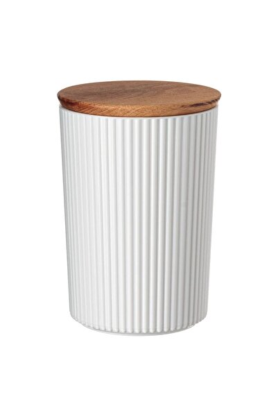 OEM Storage Container Wooden Lid with White Plastic Stripes 900ml