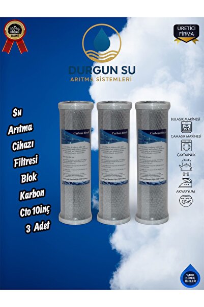 durgunstore Daire Bina Sayaç Girişi 3/4 10'Inç 3 Adet ‘’ CTO BLOK KARBON FİLT...