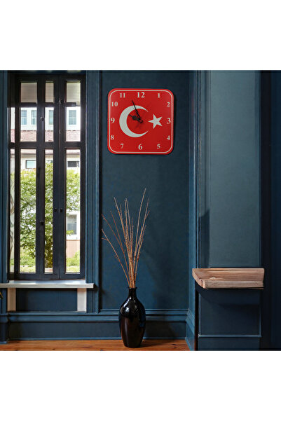AtaStore ATABOX DUVAR SAATİ TÜRK BAYRAK TEMALI OFİS EV OKUL İŞ YERİ DUVAR SAATİ