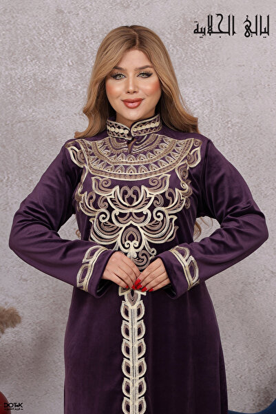 Lyaly aljlabyh ❄️ "Prestige Nights" Kaftan - Royal velvet with gold wool embr...