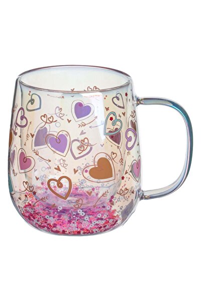 OEM Double Wall Glass Mug Neon Hearts 350ml