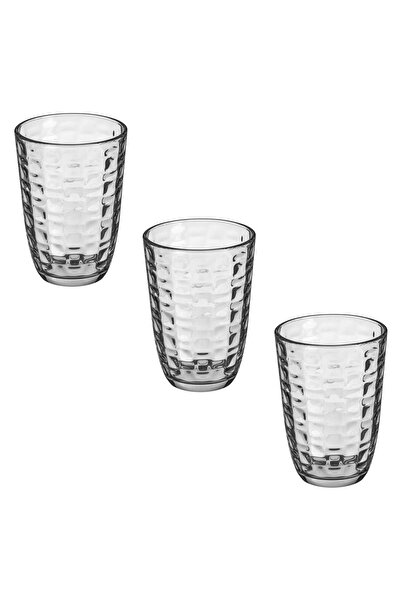 OEM Set 3 Pahare din Sticla Transparenta cu Model Fagure 390ml