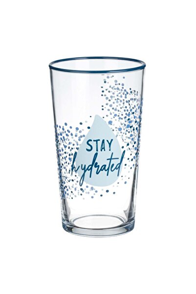 OEM 'Stay Hydrated' Glass Tumbler with Blue Rim 570ml