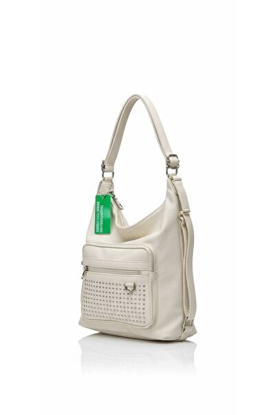 Çanta Trend Soft Textured White Shoulder Bag with Leather-Look Staple Detail ...