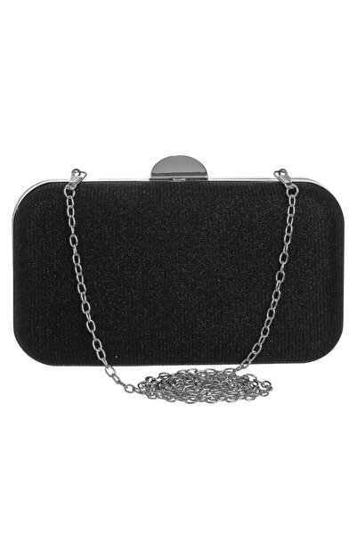 OEM Black Clutch Purse with Glitter & Chain 19x4.5x11cm