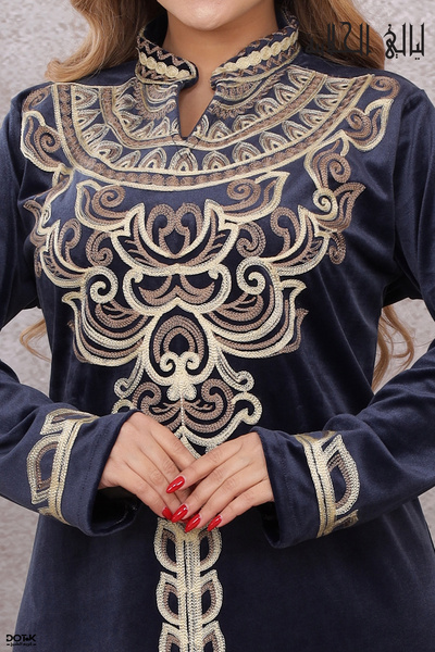 Lyaly aljlabyh ❄️ "Prestige Nights" Kaftan - Royal velvet with gold wool embr...