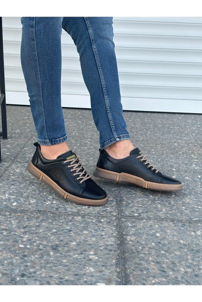 Taşpınar Ayakkabı Tunca 100% Genuine Leather Comfortable Orthopedic Men's Daily Lace-Up Sports Shoes New Season Sneaker 40-44