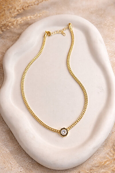 Adatepe Atelier Zirkon Taş Detaylı Gold Zincir Kolye