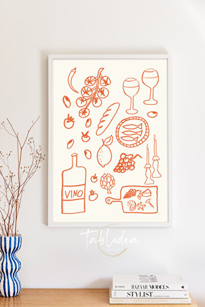 tablodea Poster înrămat cu model minimalist tematic Bucătăria Mediteraneană, ...