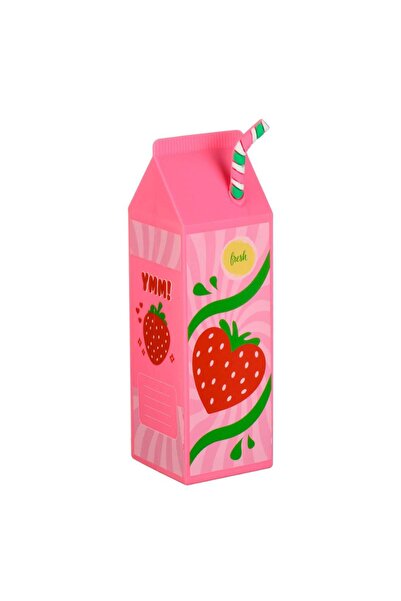 OEM Silicone Eyeshadow Palette 3D Milk Carton Pink Strawberry with Straw 6 .5...
