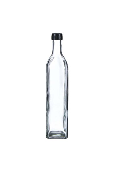 OEM Transparent Glass Container with Black Lid for Oil 500ml