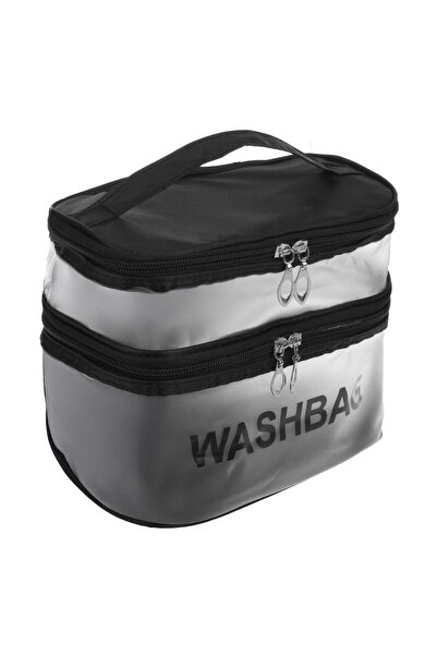 OEM Frosty Transparent Black Double Eyeshadow Palette with Handle 21x13x16cm