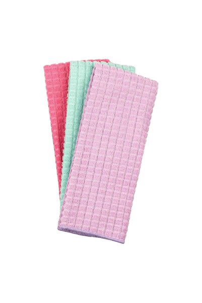 OEM Microfiber Kitchen Towels Lilac Green Fuchsia Checkered 60x35cm - 3pcs