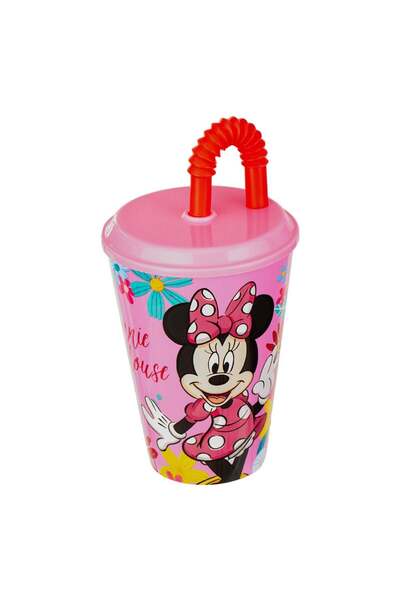 OEM Pahar din Plastic cu Pai & Capac Roz Minnie Mouse 430ml