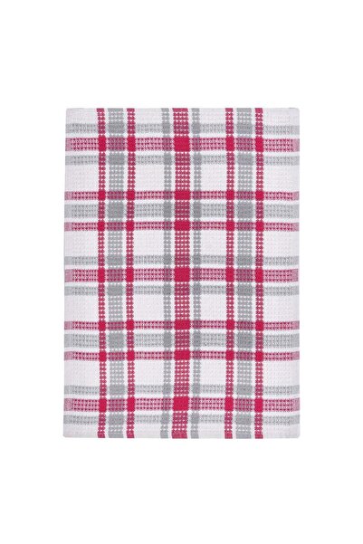OEM Kitchen Towel White Grey Fuchsia Check 60x40cm