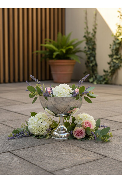 VAZO DEKOR Modern Silver Metal Dekoratif Obje - Kadeh Formlu Sunum ve Çiçek H...