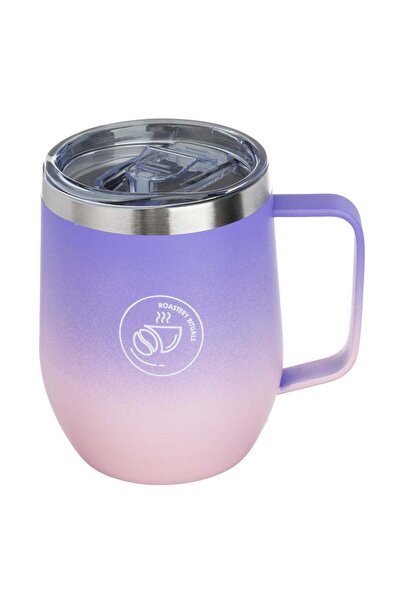 OEM Matte Purple Lilac Stainless Steel Mug with Handle & Lid 350ml