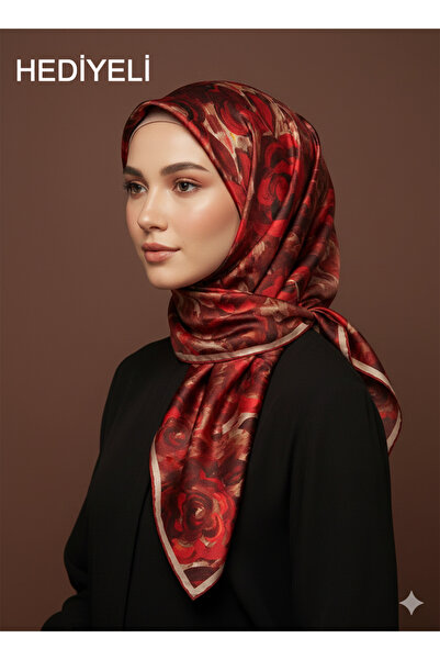 Levidor 90X90 Silk Look Burgundy - Red Crystal Scarf – Non-Slip Twill Stylish...