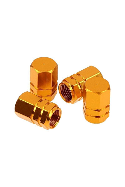 ASTRA LED Sibop Kapağı Metalik Altın Sarı Gold 4'lü Alüminyum Lastik Valf Kap...
