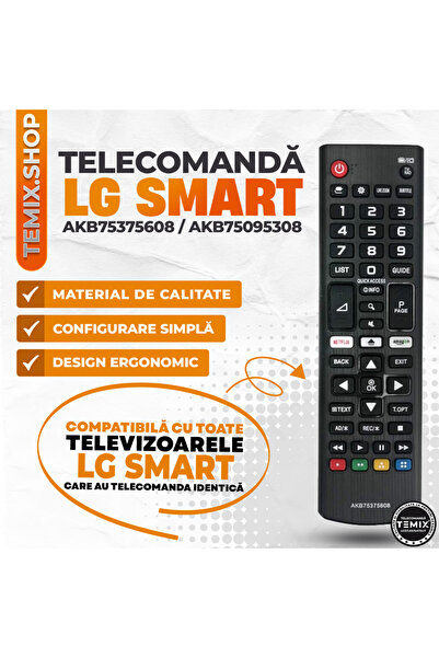 temix Telecomanda LG, compatibila cu toate televizoarele LG LCD/LED Smart, TEMIX®, baterii incluse