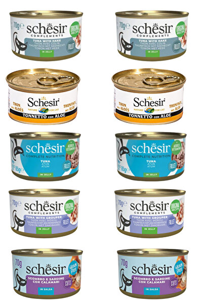 Schesir Doğal Seri Lezzetli Karışık Kedi Konserve Mamaları 10 Adet