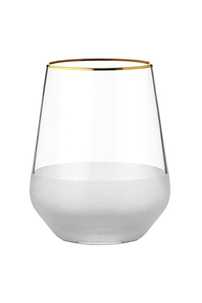 OEM Transparent Frosted Glass Water Glass with Gold Rim 425ml