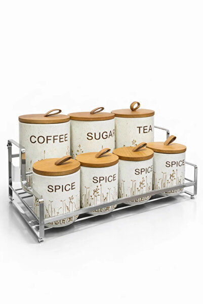 Urbanza Ceramic Jar Set with Stand | Coffee Tea Sugar Storage Jars for Kitche...