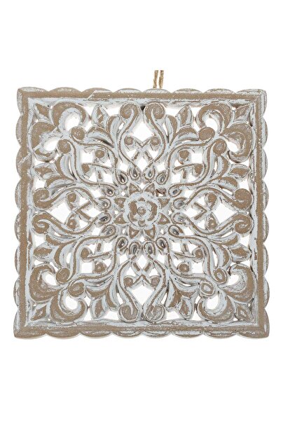 OEM Ethnic Wall Decoration Made of Carved Wood Brushed White Flower Pattern 1...