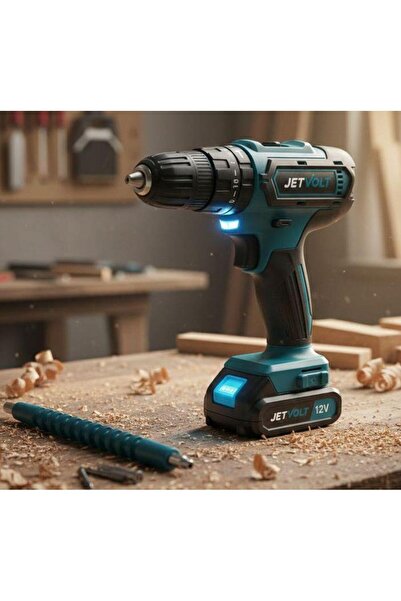 JetVolt Profesyonel Dijital Göstergeli Çift Akülü Darbeli Şarjlı Matkap, Akül...