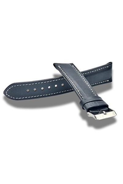 GENUINE LEATHER Curea de Ceas Piele Naturala 22 mm Culoare Neagra cu Imprimeu...