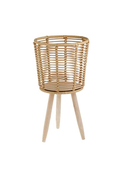 OEM Masca Ghiveci din Lemn cu Model Impletit & Picioare Ø25x46.5cm