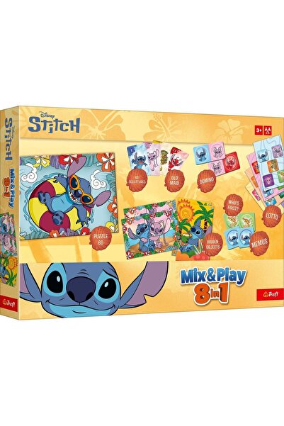 OEM Set Joc de Societate 8 in 1 Carduri de Memorie Puzzle & Domino Lilo & Stitch