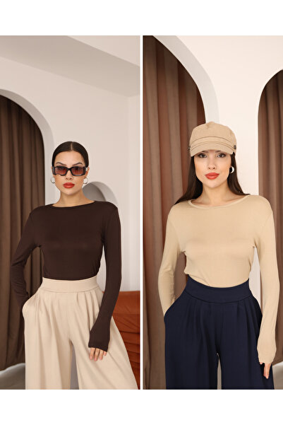 ParlaMira Women's 2-Piece Women's Long Sleeve Crew Neck Stretch Fabric Combed...