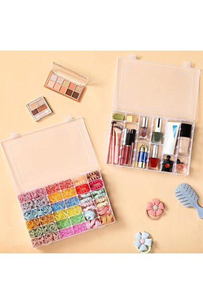 AOZITA Transparent Plastic Organizer Box with 36 Grids and Adjustable Dividers
