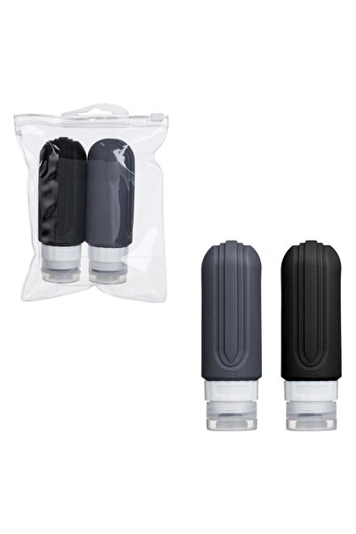OEM Set of 90ml Black Gray Silicone Cosmetic Bottles - 2pcs