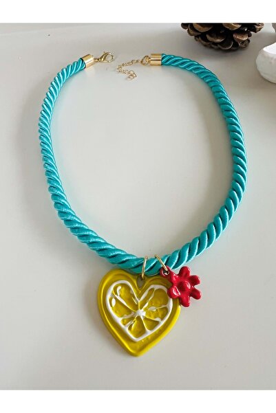 ACAR TAKI Lemon Charmli, Blue String Heart Necklace Acr8253