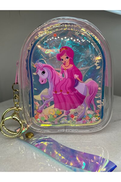 ZD JEWELRY Kız Çocuk Şeffaf Sulu Simli Pullu Hologram Baskı Renkli Cüzdan Çan...