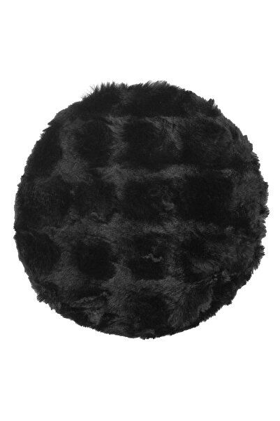 OEM Black Round Faux Fur Decorative Winter Chair Cushion with Pattern Ø38cm