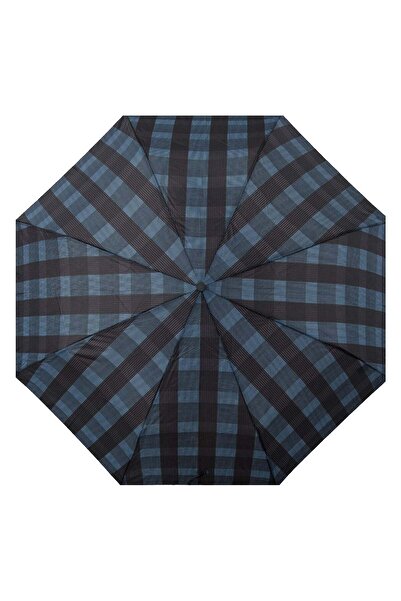 OEM Umbrela de Ploaie Pliabila Automata Neagra Carouri Bleu & Curelusa 32,5cm