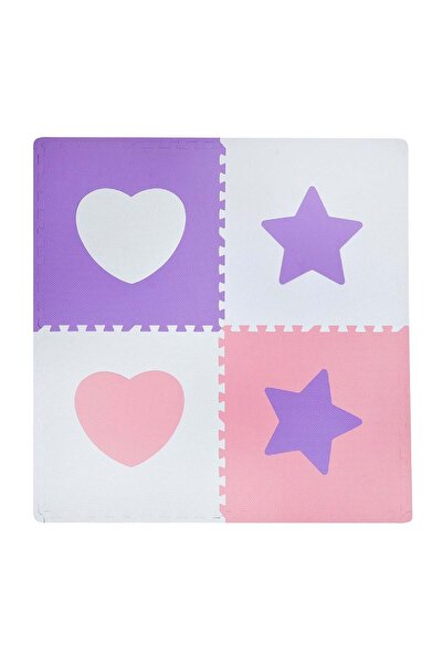 OEM Puzzle Carpet Hearts Stars Pink White Purple for Children 61x61cm (4 Pieces)
