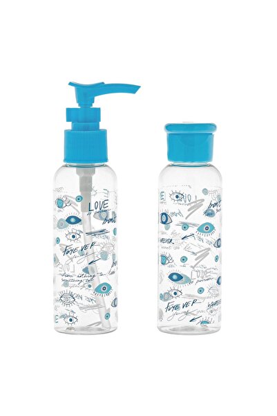 OEM Set Sticle de Calatorie Transparente Ochi Bleu Capac 100ml - 2buc