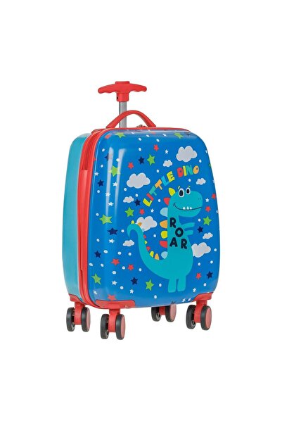 OEM Valiza - Troler Bleu Rosu cu Dinozauri pentru Copii 22L